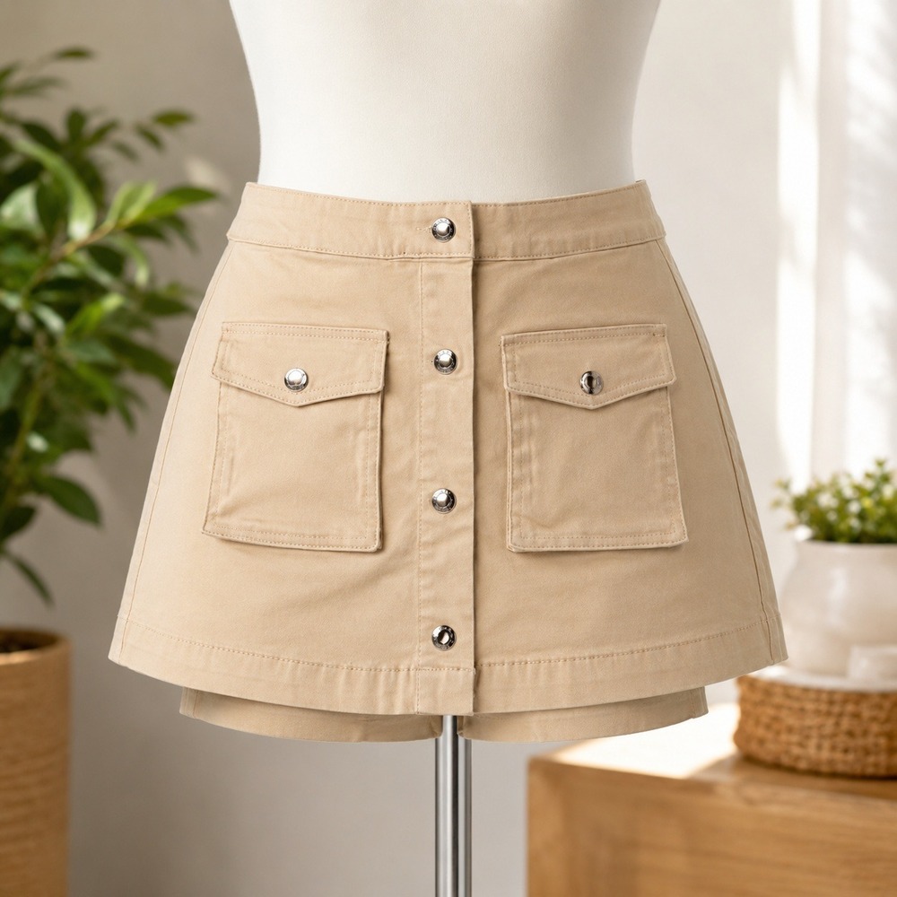 NWT Flying Angel Cargo Shorts 11/30 Khaki Tan High Rise Button Front Utility